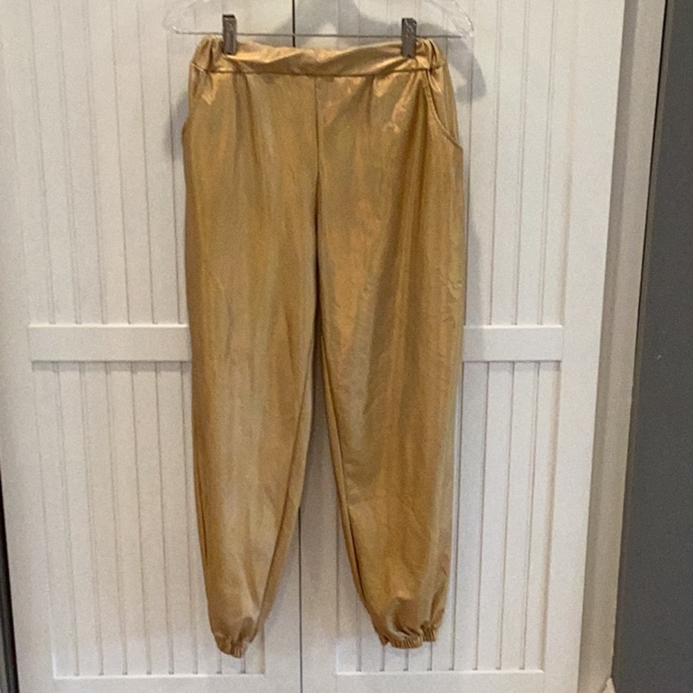 Gold Elastic Waist Pants